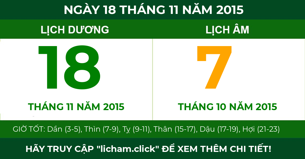 lịch âm ngày 18 tháng 11 năm 2015
