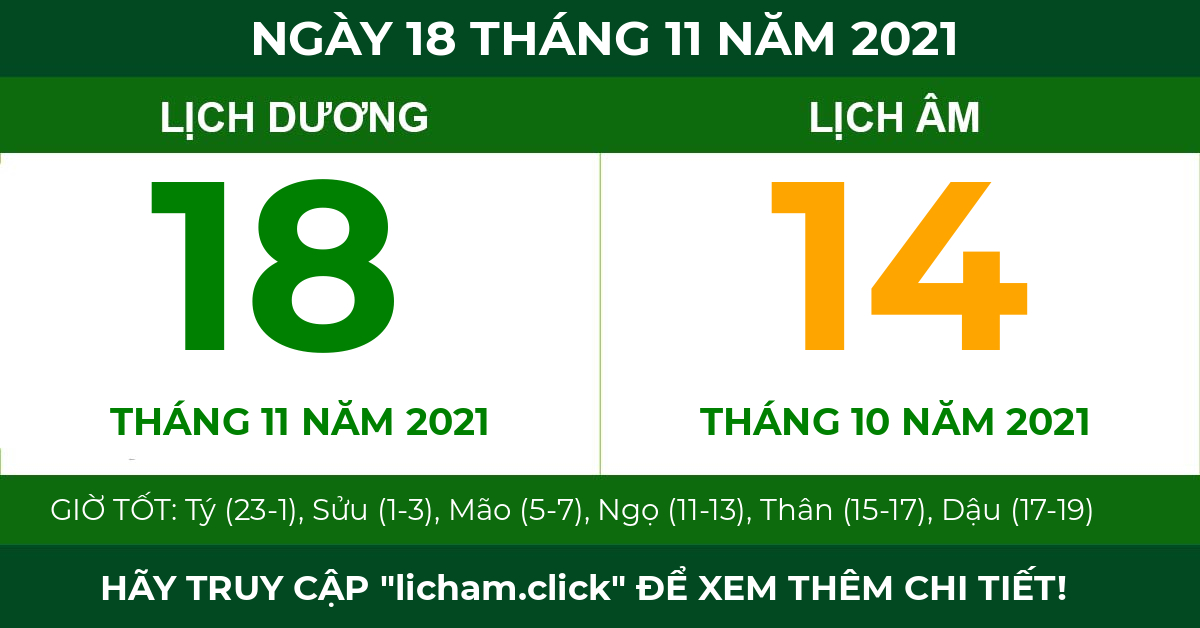 lịch âm ngày 18 tháng 11 năm 2021