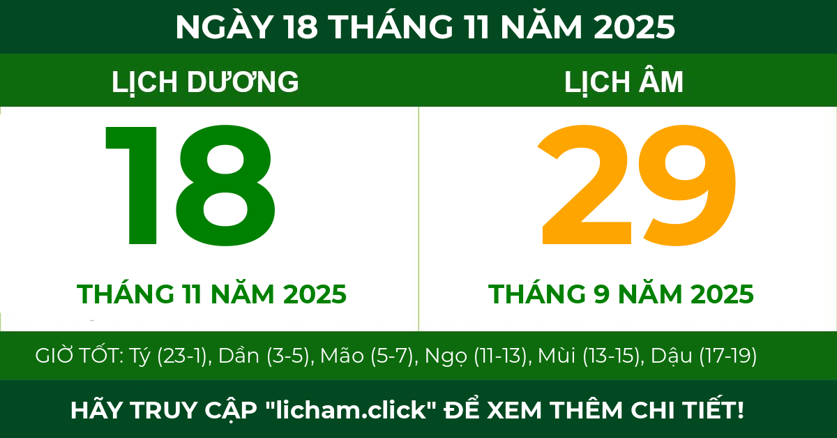lịch âm ngày 18 tháng 11 năm 2025