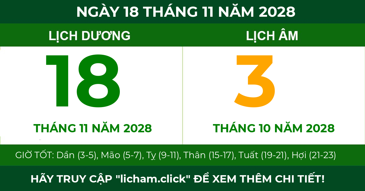 lịch âm ngày 18 tháng 11 năm 2028