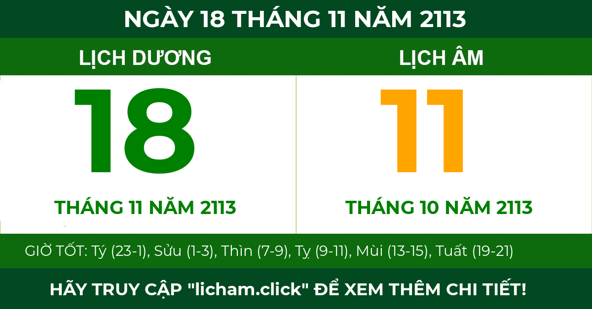 lịch âm ngày 18 tháng 11 năm 2113