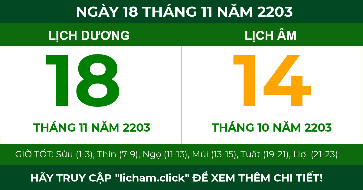 lịch âm ngày 18 tháng 11 năm 2203