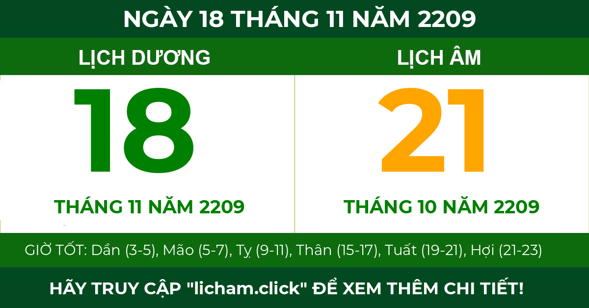 lịch âm ngày 18 tháng 11 năm 2209