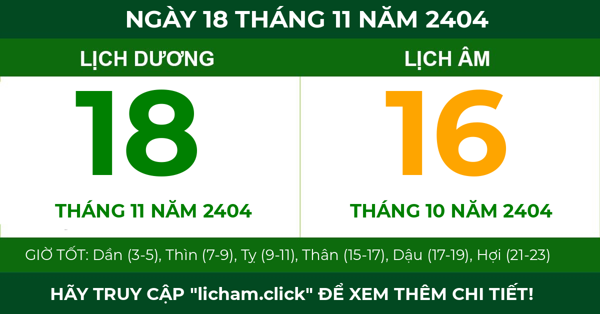 lịch âm ngày 18 tháng 11 năm 2404