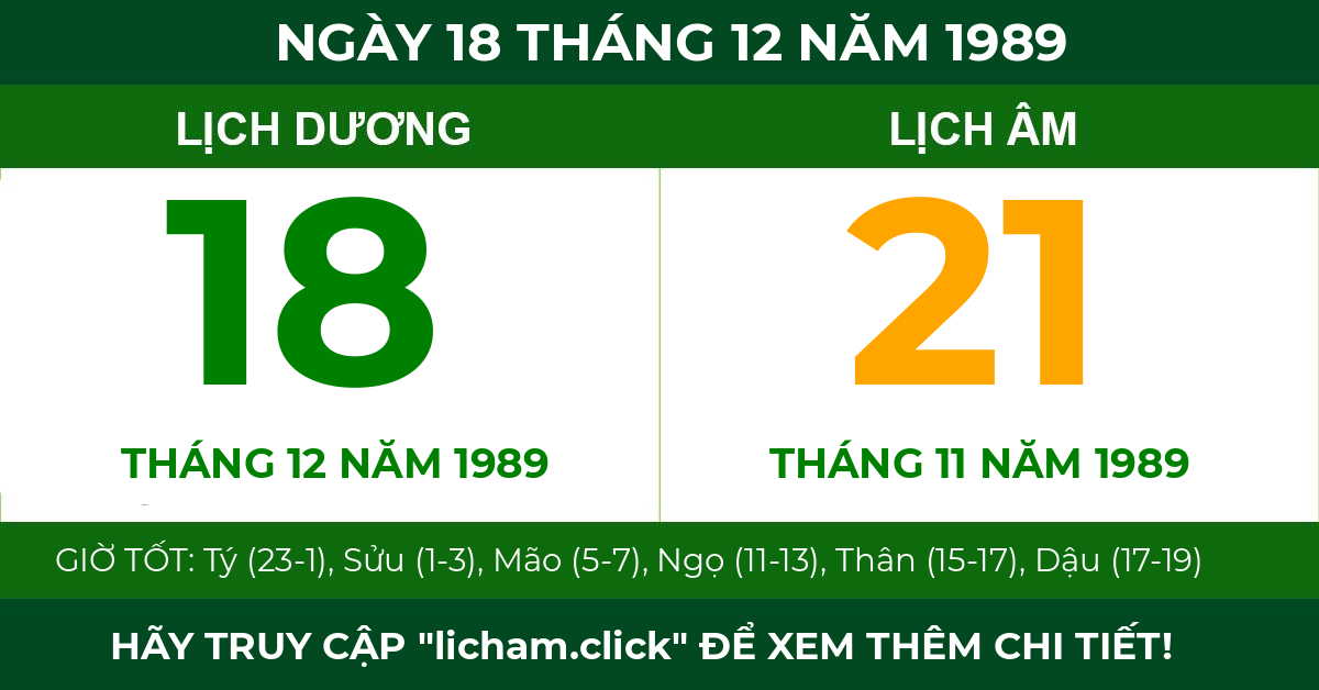 lịch âm ngày 18 tháng 12 năm 1989