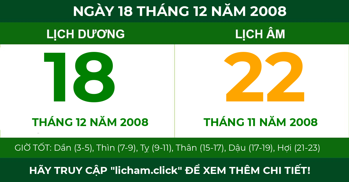 lịch âm ngày 18 tháng 12 năm 2008
