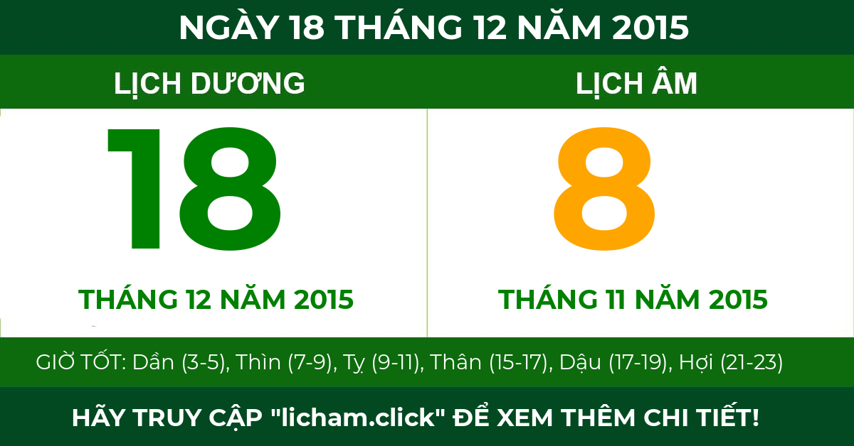 lịch âm ngày 18 tháng 12 năm 2015