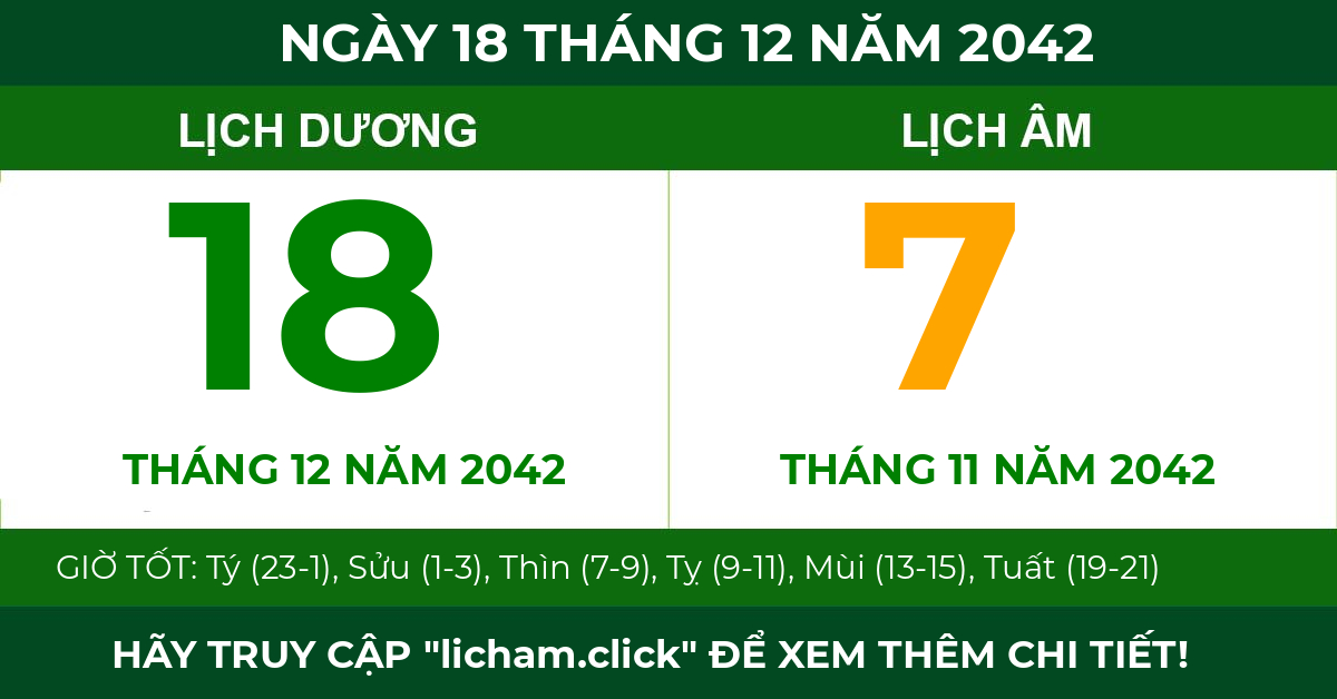 lịch âm ngày 18 tháng 12 năm 2042