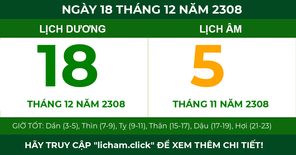 lịch âm ngày 18 tháng 12 năm 2308
