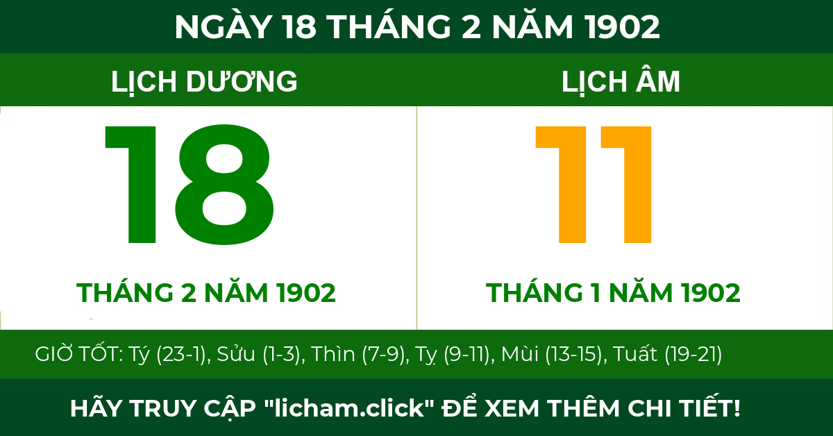 lịch âm ngày 18 tháng 2 năm 1902