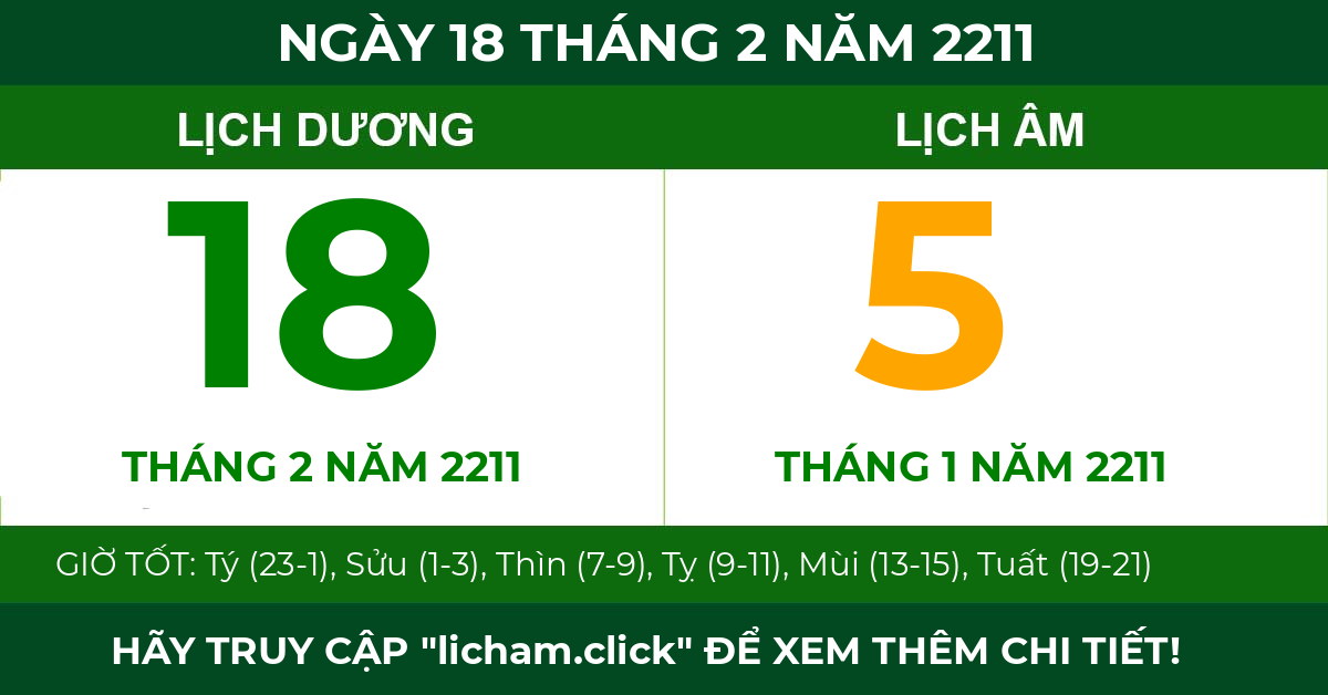 lịch âm ngày 18 tháng 2 năm 2211