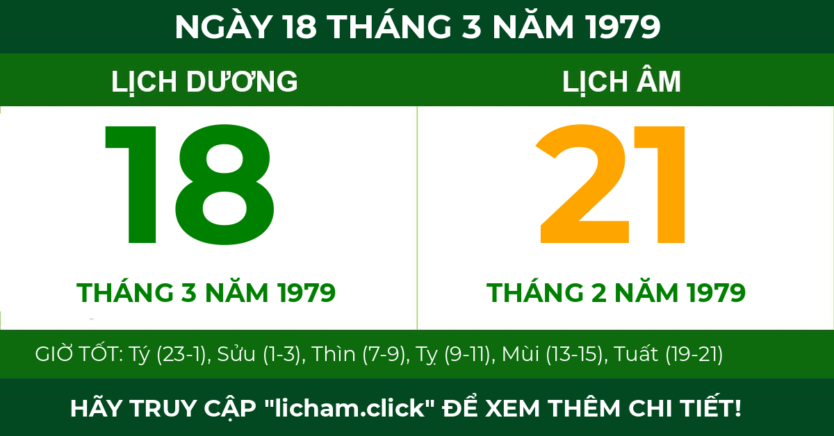 lịch âm ngày 18 tháng 3 năm 1979