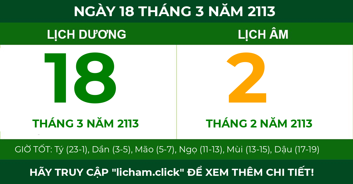 lịch âm ngày 18 tháng 3 năm 2113