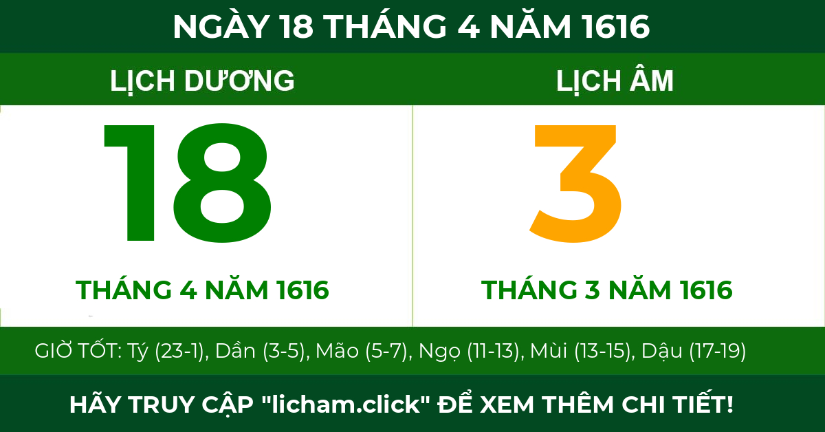 lịch âm ngày 18 tháng 4 năm 1616