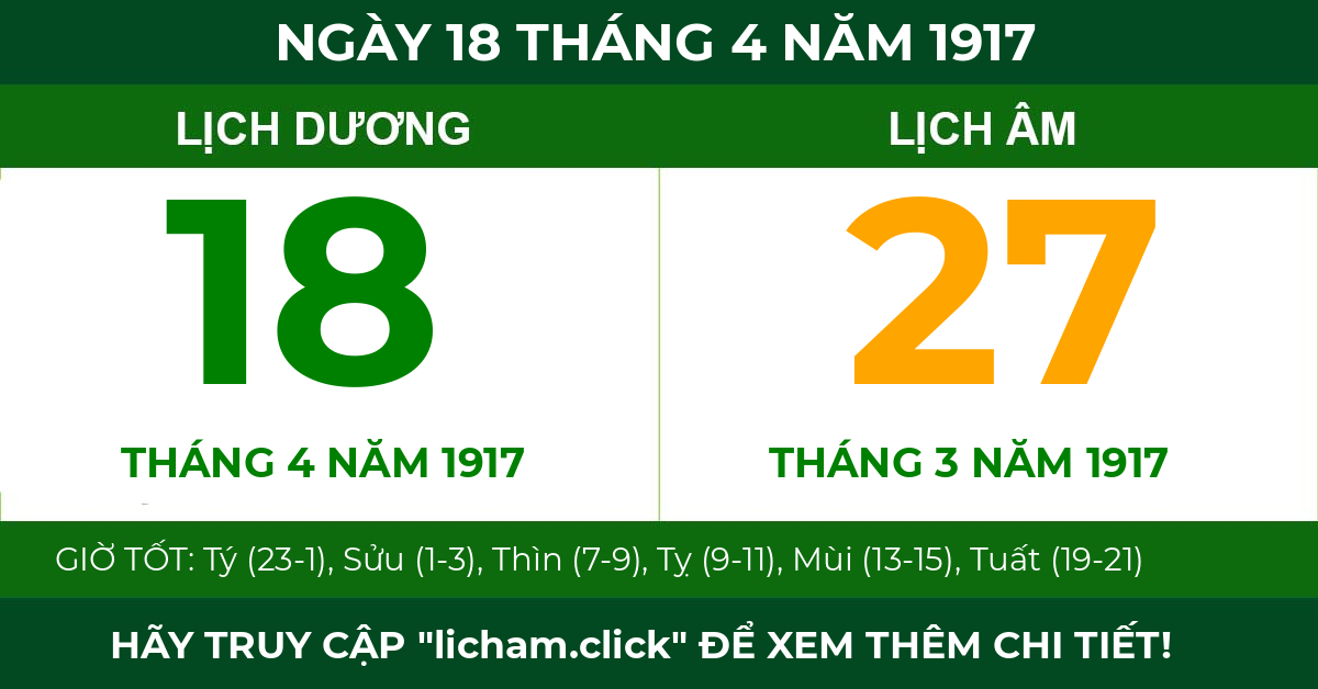 lịch âm ngày 18 tháng 4 năm 1917