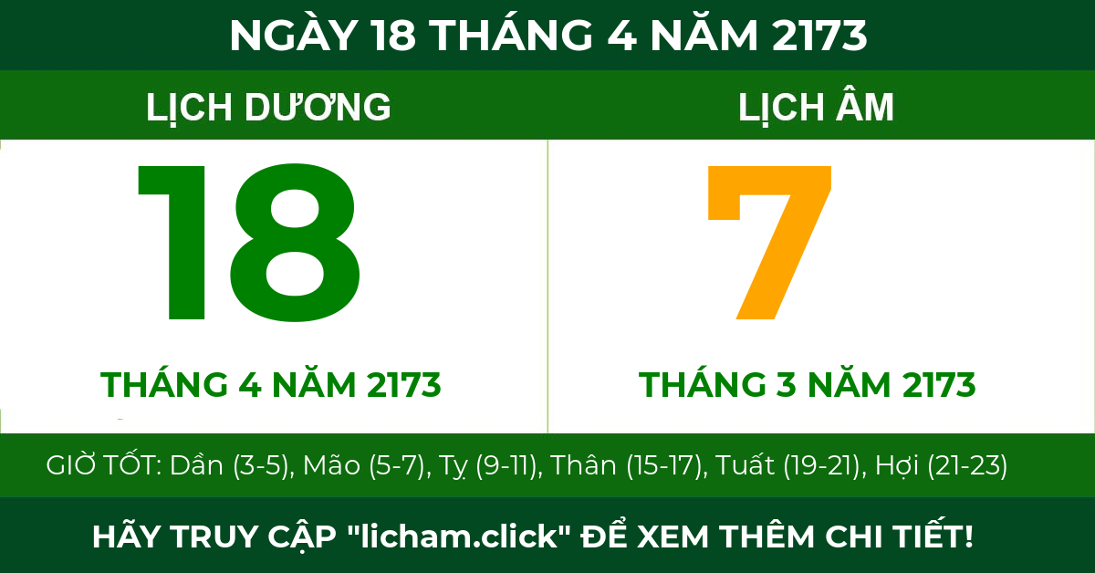 lịch âm ngày 18 tháng 4 năm 2173