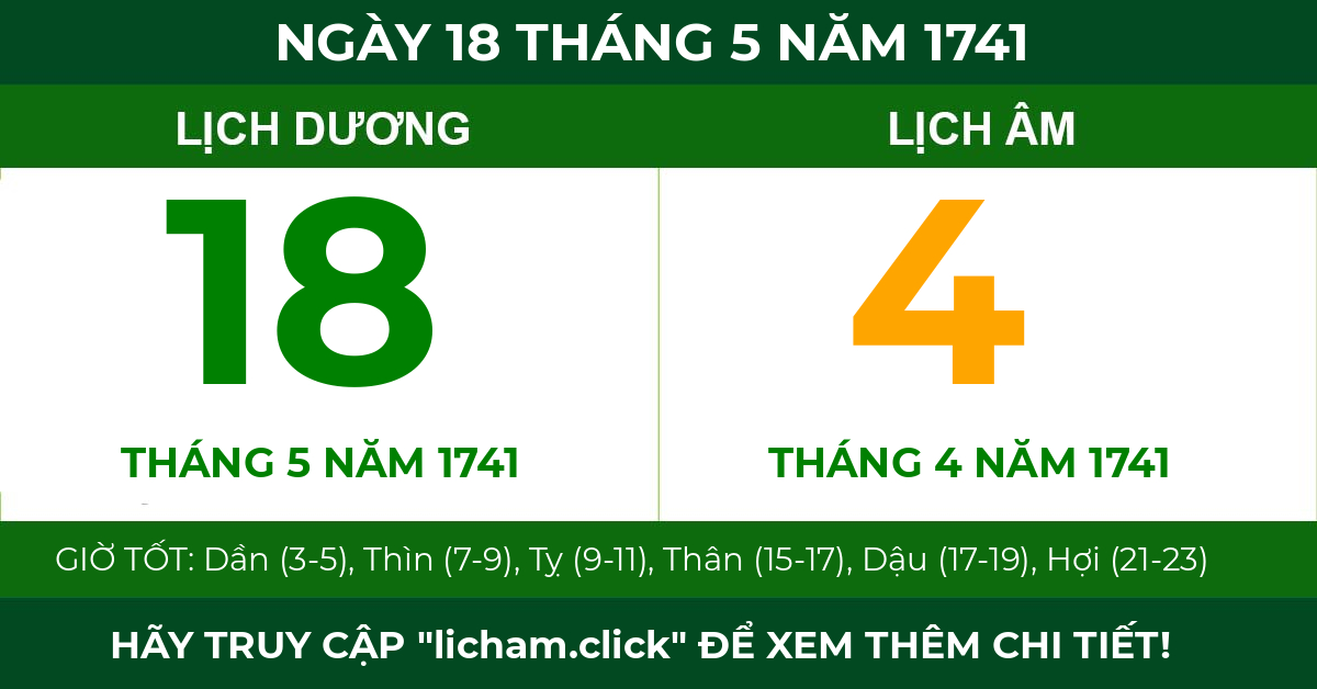 lịch âm ngày 18 tháng 5 năm 1741