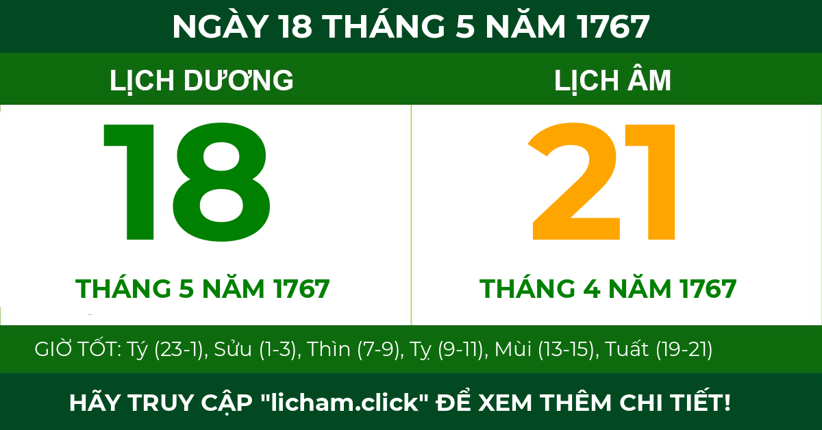lịch âm ngày 18 tháng 5 năm 1767