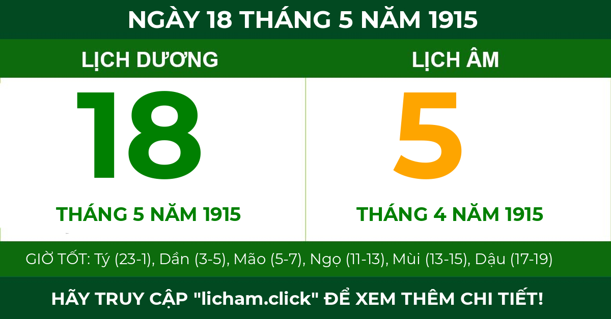 lịch âm ngày 18 tháng 5 năm 1915