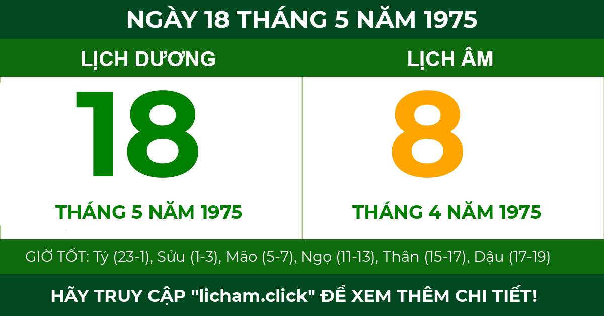lịch âm ngày 18 tháng 5 năm 1975