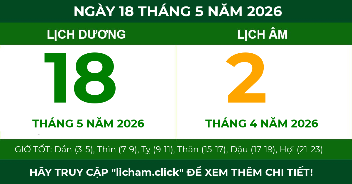 lịch âm ngày 18 tháng 5 năm 2026