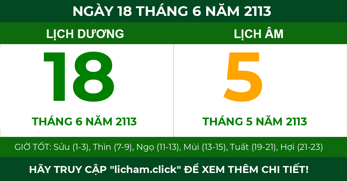 lịch âm ngày 18 tháng 6 năm 2113
