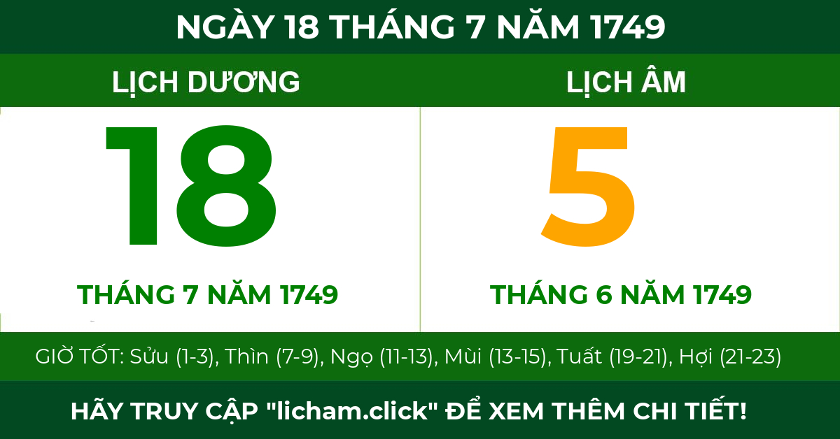 lịch âm ngày 18 tháng 7 năm 1749