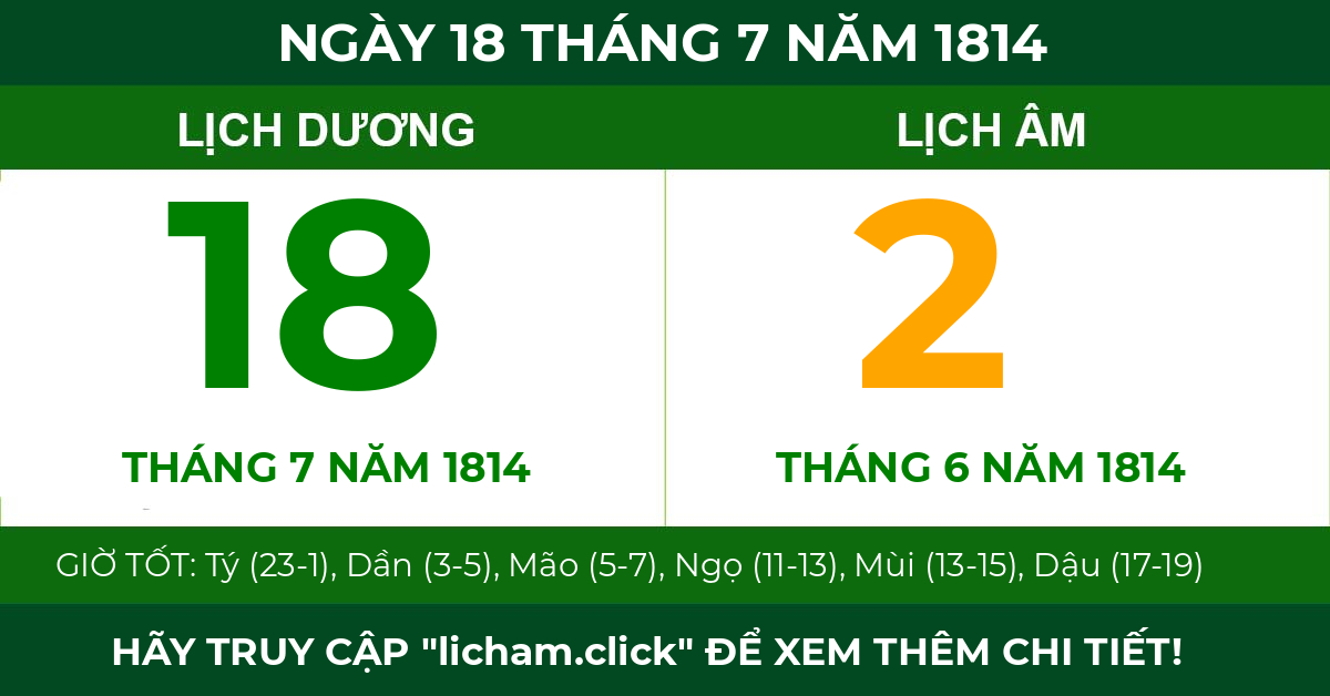 lịch âm ngày 18 tháng 7 năm 1814