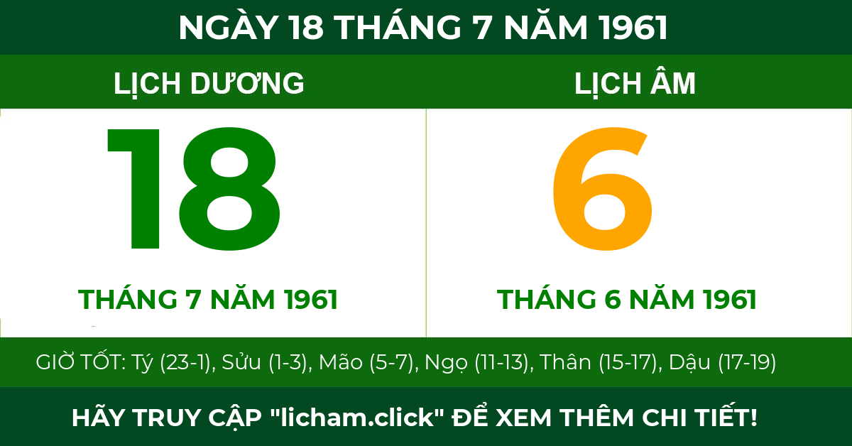 lịch âm ngày 18 tháng 7 năm 1961