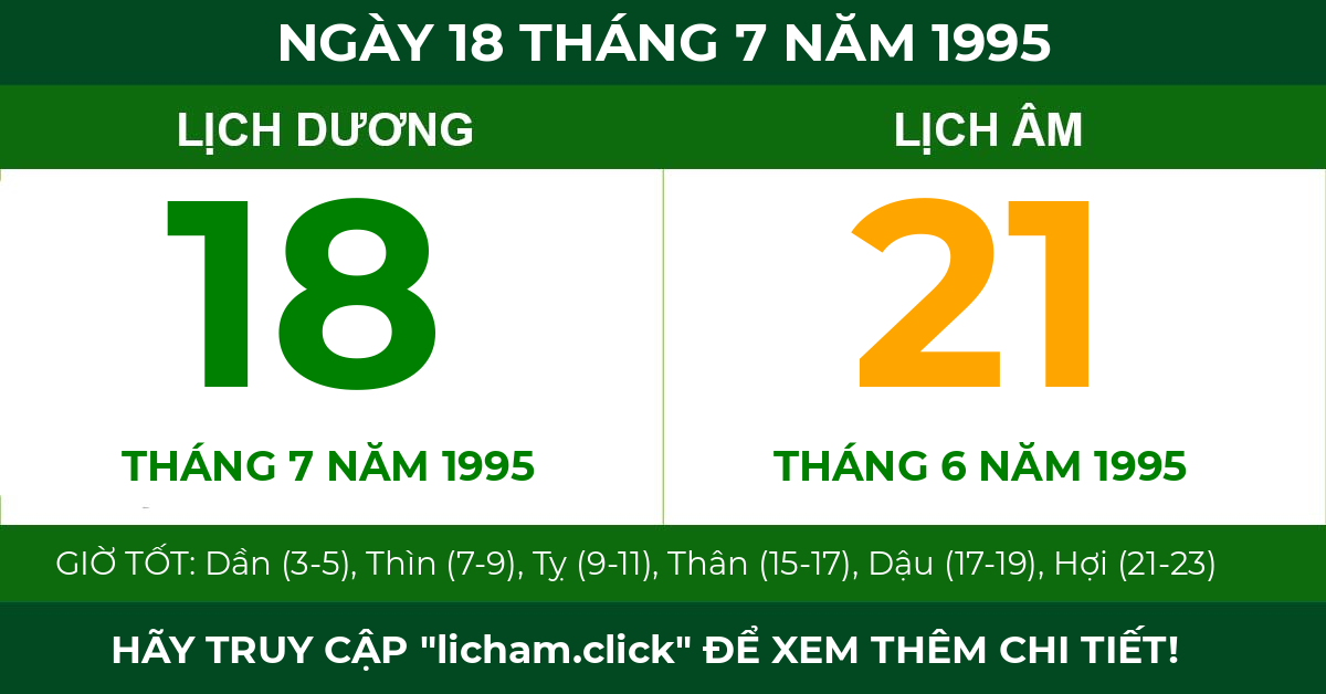 lịch âm ngày 18 tháng 7 năm 1995