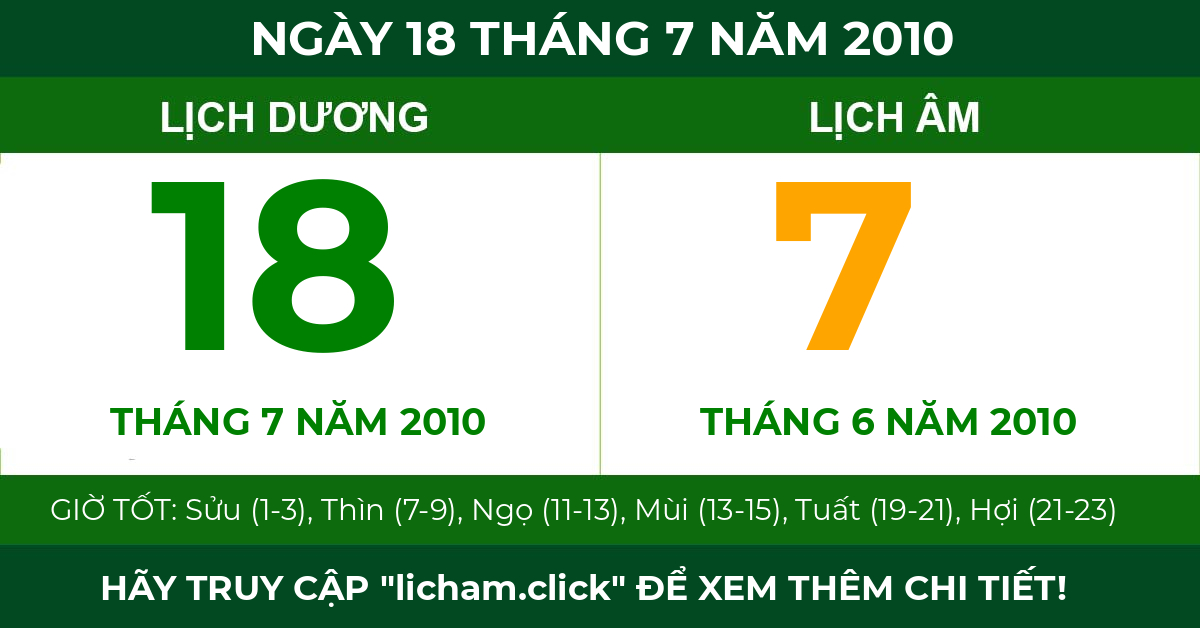 lịch âm ngày 18 tháng 7 năm 2010