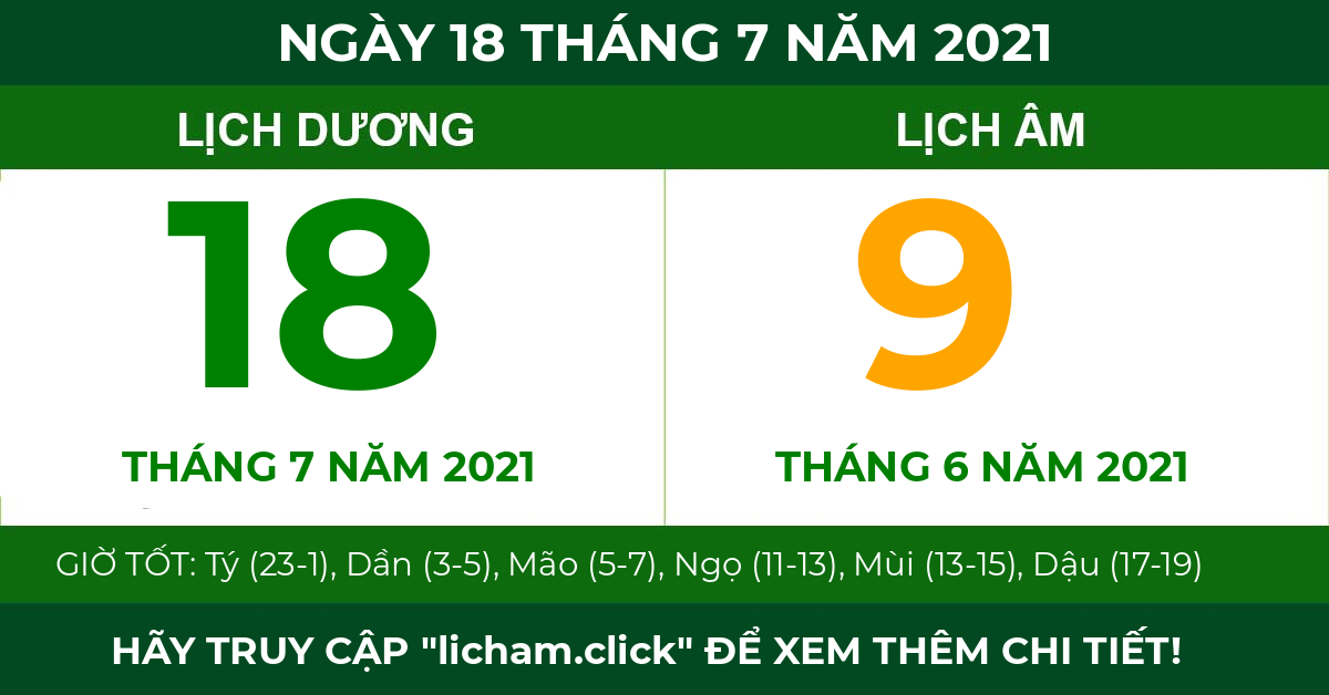 lịch âm ngày 18 tháng 7 năm 2021