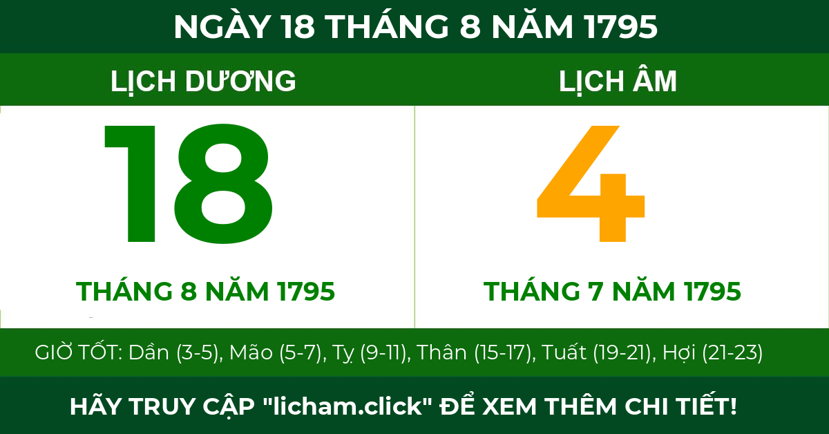 lịch âm ngày 18 tháng 8 năm 1795