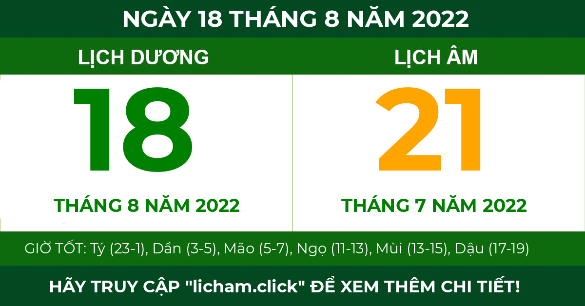 lịch âm ngày 18 tháng 8 năm 2022