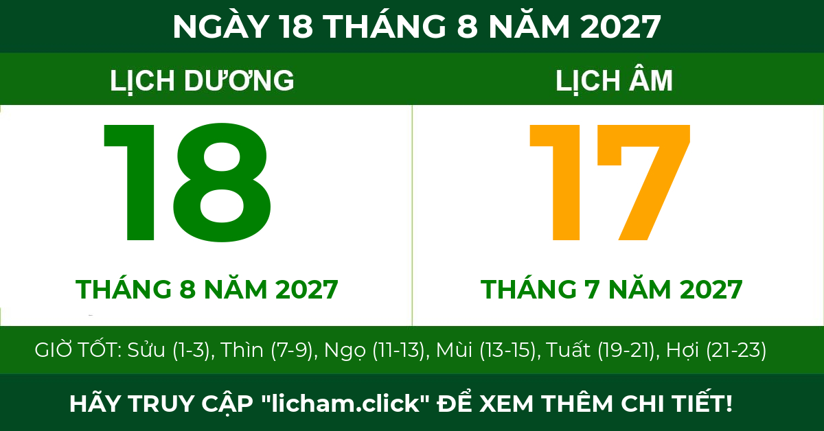 lịch âm ngày 18 tháng 8 năm 2027