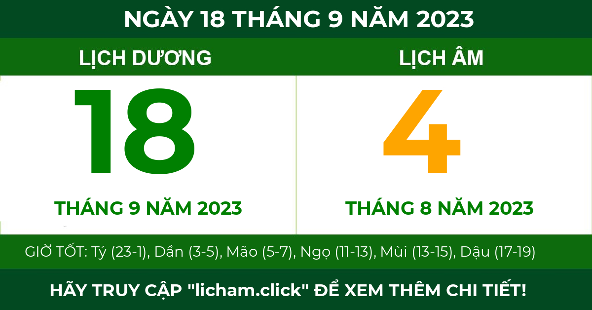 lịch âm ngày 18 tháng 9 năm 2023