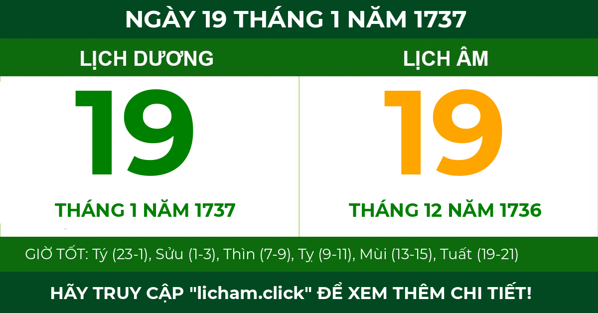 lịch âm ngày 19 tháng 1 năm 1737