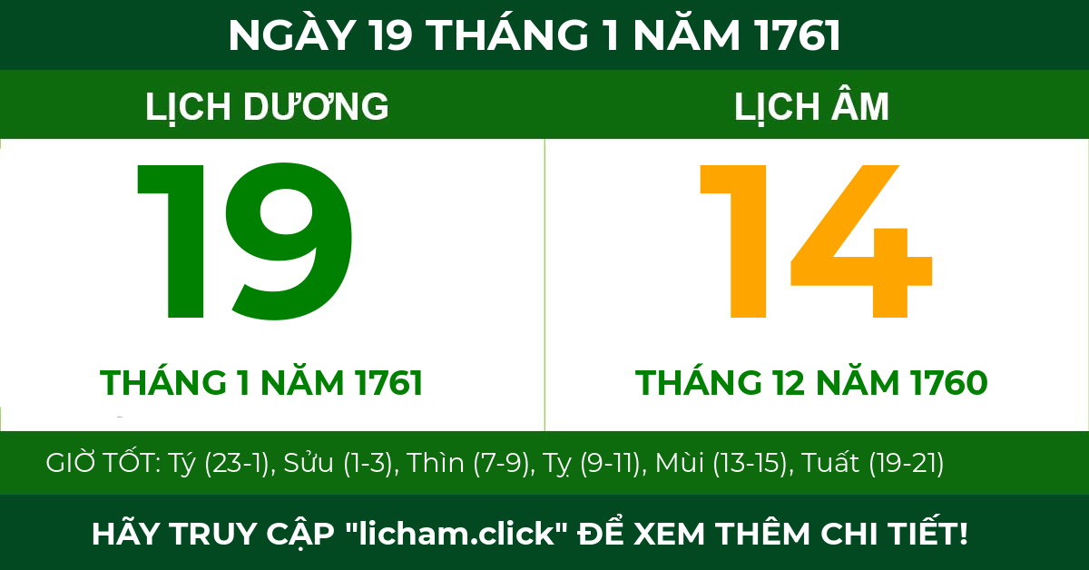 lịch âm ngày 19 tháng 1 năm 1761