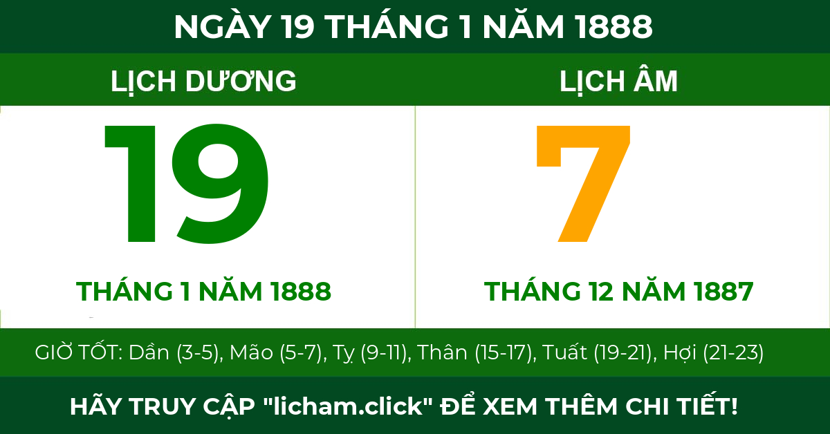lịch âm ngày 19 tháng 1 năm 1888