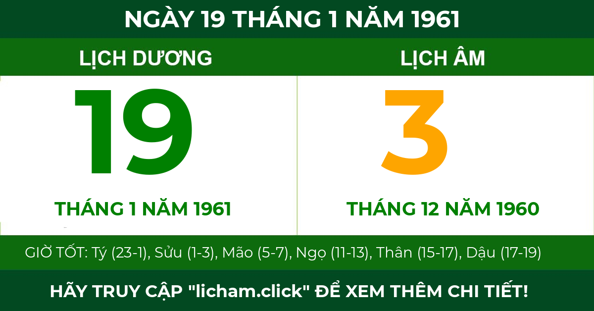 lịch âm ngày 19 tháng 1 năm 1961