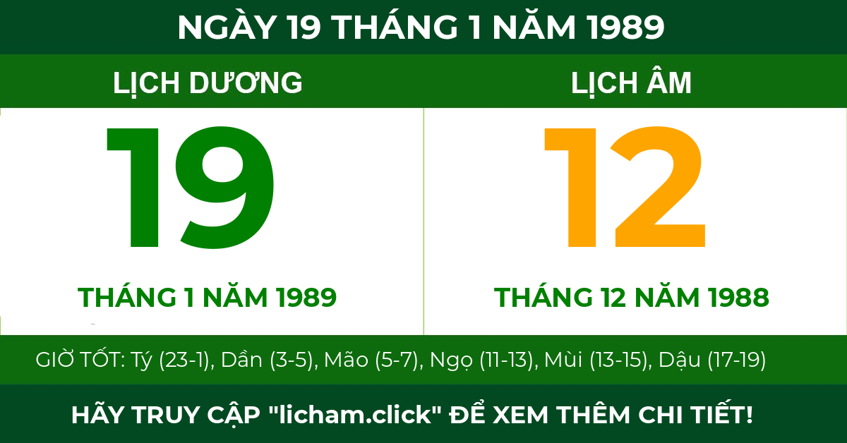 lịch âm ngày 19 tháng 1 năm 1989