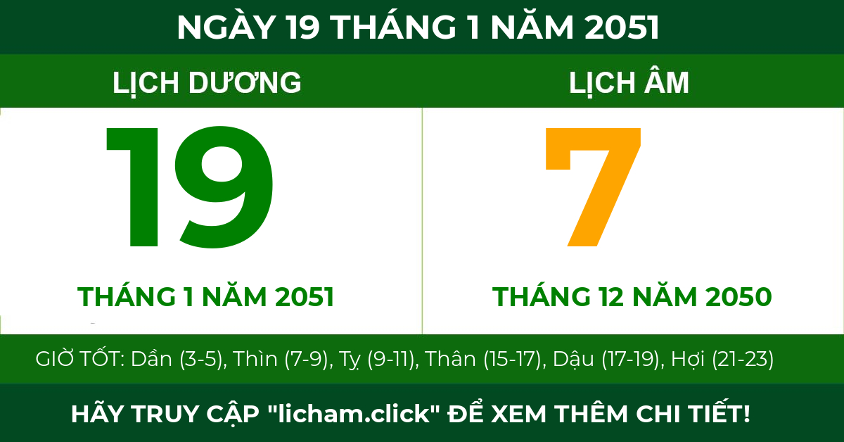 lịch âm ngày 19 tháng 1 năm 2051