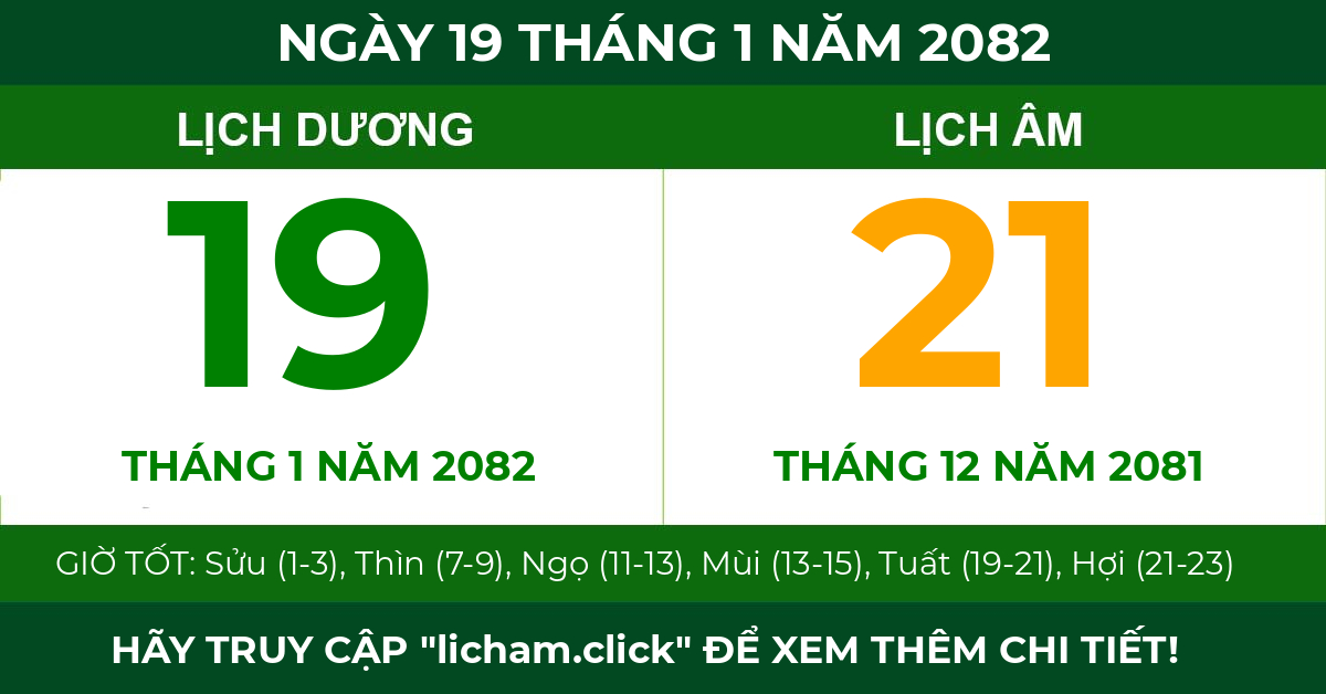 lịch âm ngày 19 tháng 1 năm 2082