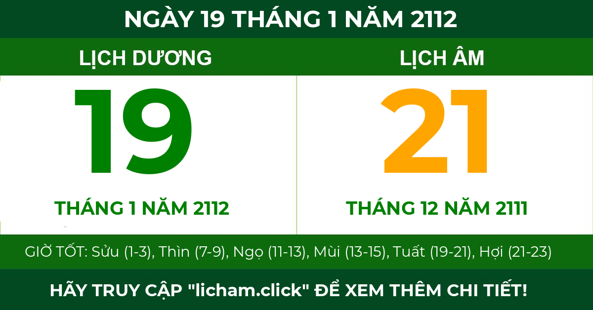 lịch âm ngày 19 tháng 1 năm 2112