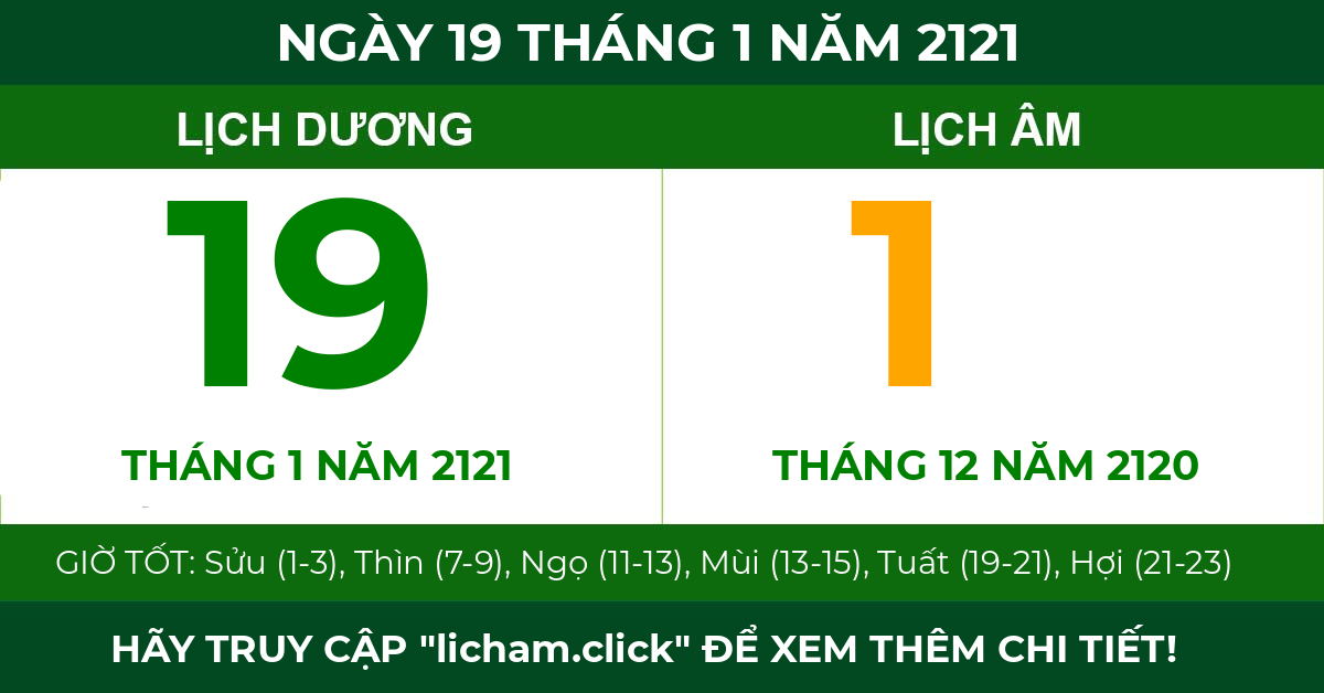 lịch âm ngày 19 tháng 1 năm 2121