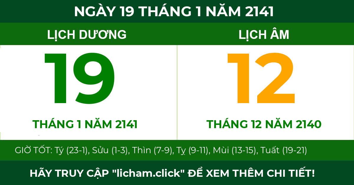 lịch âm ngày 19 tháng 1 năm 2141