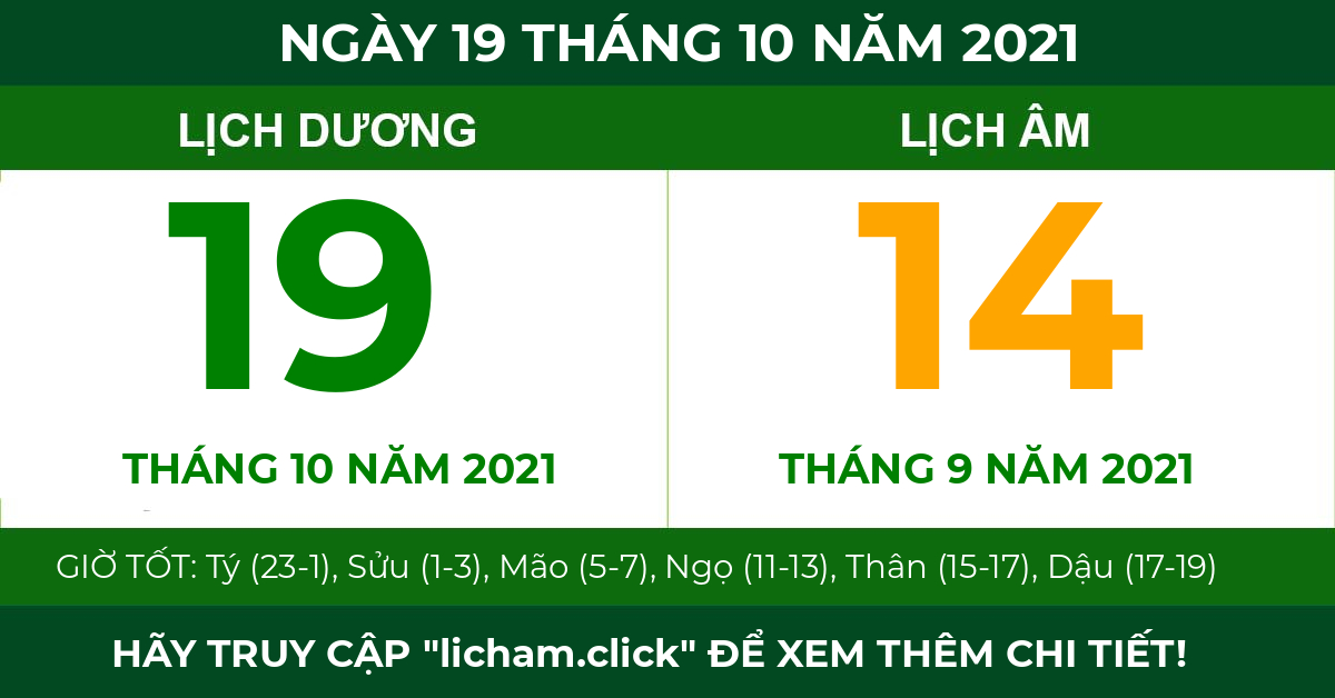 lịch âm ngày 19 tháng 10 năm 2021