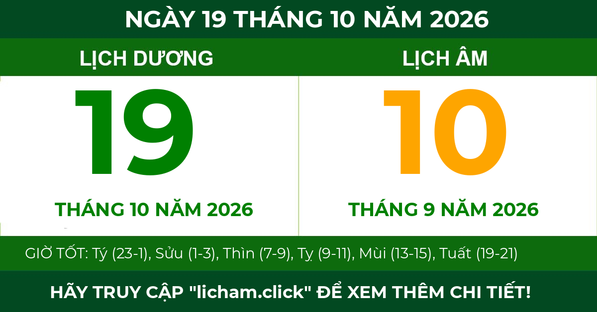 lịch âm ngày 19 tháng 10 năm 2026