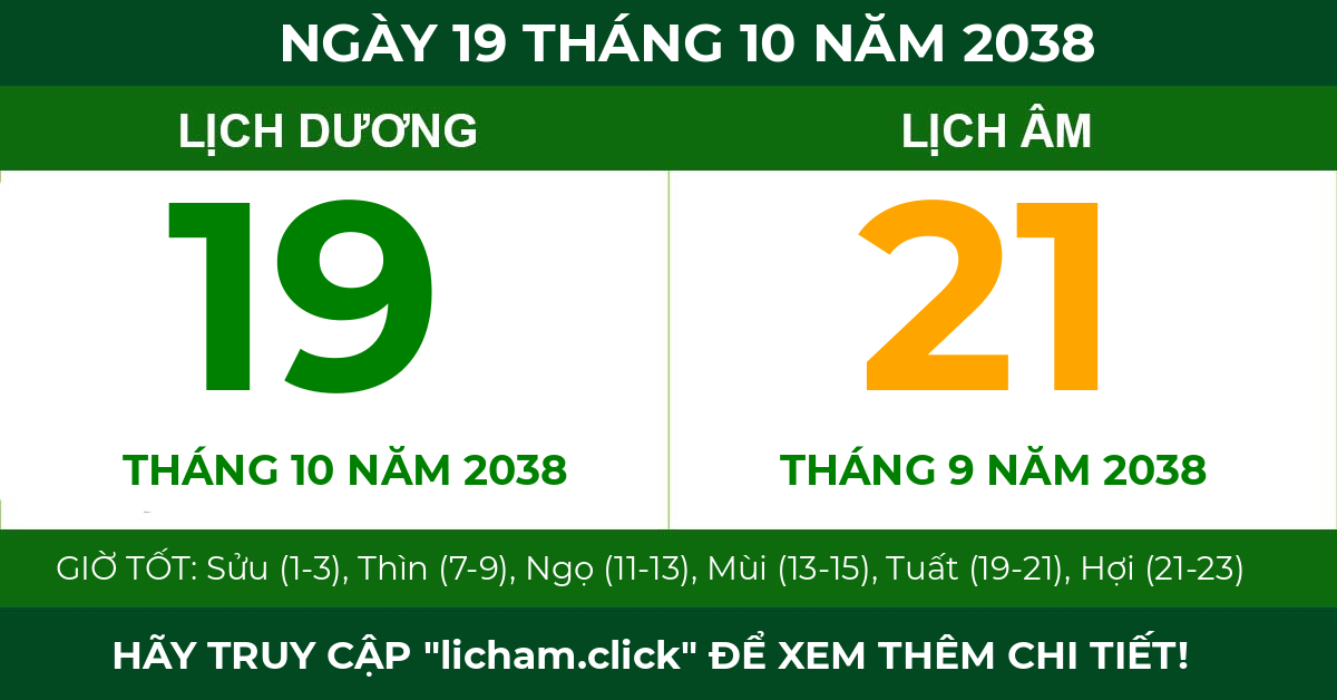 lịch âm ngày 19 tháng 10 năm 2038
