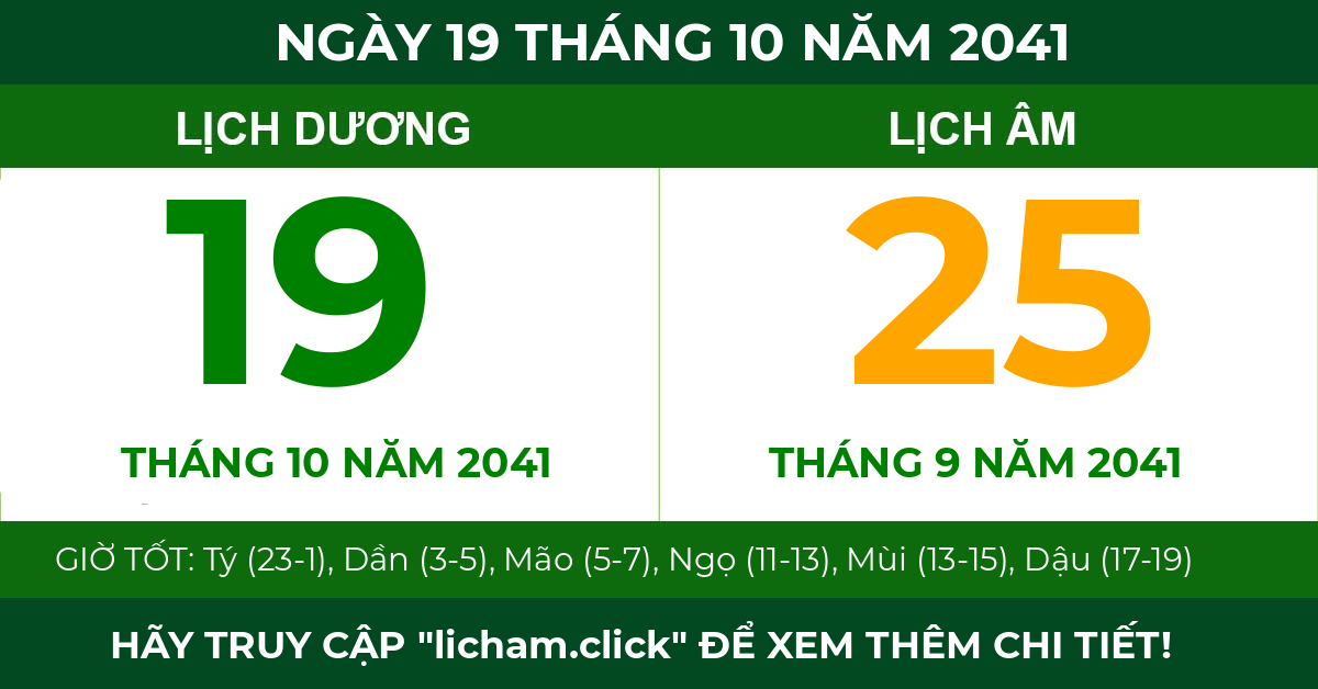 lịch âm ngày 19 tháng 10 năm 2041